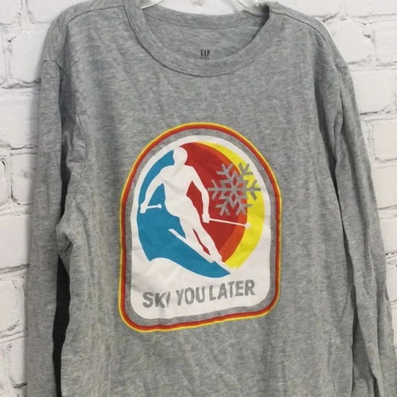 Gap Kids size M Boys Long Sleeve Ski Graphic Tee - Picture 2 of 4